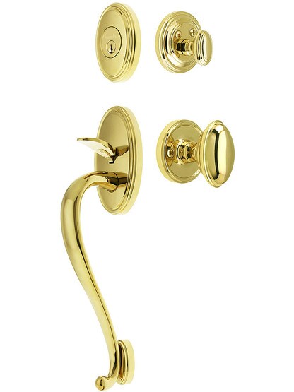 Georgetown Entry Handle Set in PVD Finish with Eden Prairie Knob and